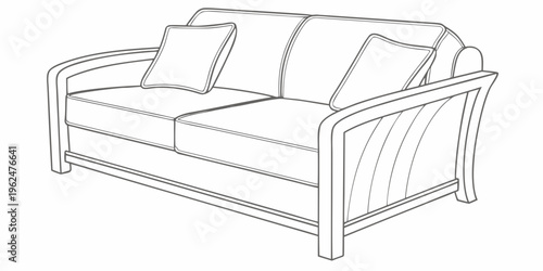 A modern, comfortable sofa with wooden frame and cushioned seats