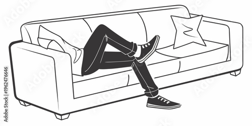 Person relaxing on a white sofa with a star-shaped cushion