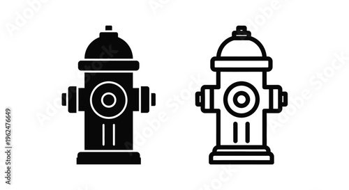 Two black and white illustrations of a fire hydrant design