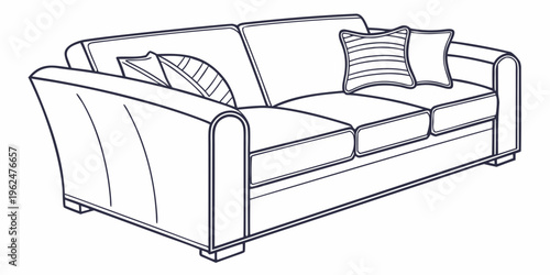 A cozy beige sofa with three cushions and a throw pillow