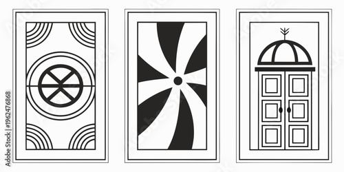 Three distinct abstract art pieces displayed side by side with unique designs