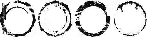 grunge circular frames set with distressed texture and rough edges, vintage design elements