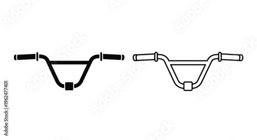 Black and white illustration of bmx bicycle handlebars front view