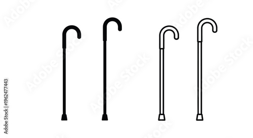 Four walking canes depicted in a simple black and white illustration