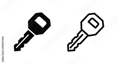 Two black and white key icons with differing head designs