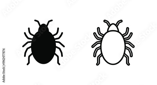 Two tick illustrations a solid black form and a line drawing