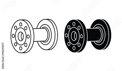 Mechanical pulley wheel silhouette line drawing