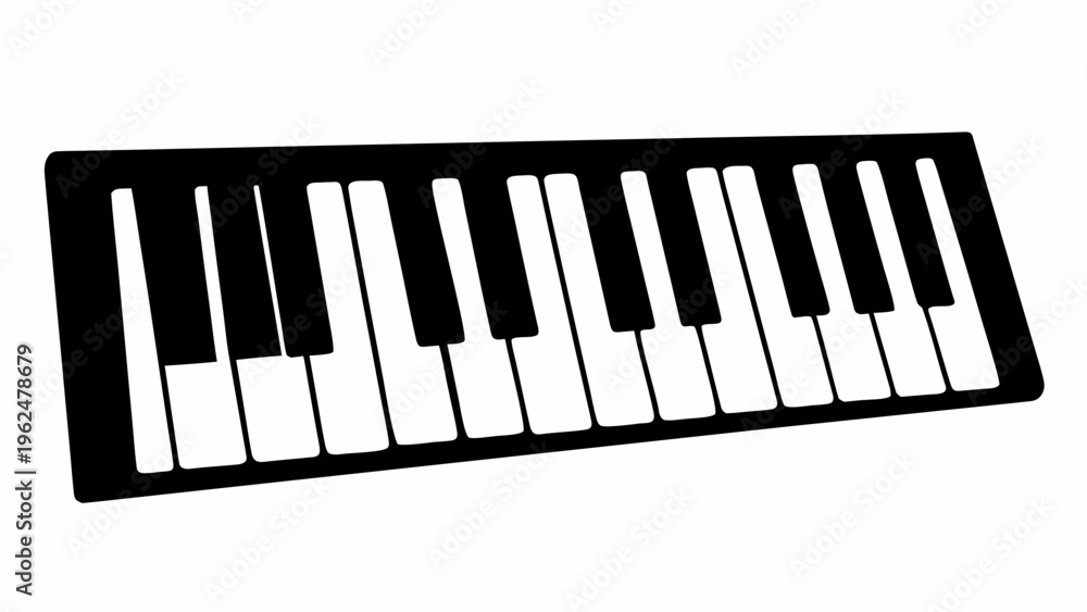 Fototapeta premium Piano keyboard silhouette icon musical instrument graphic black and white keys simple illustration music symbol creative design element flat style