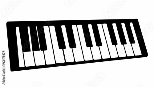 Piano keyboard silhouette icon musical instrument graphic black and white keys simple illustration music symbol creative design element flat style