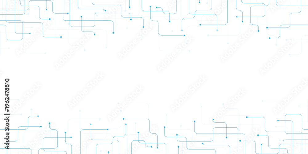 Fototapeta premium Abstract technology background with blue circuit lines, digital network connection vector, futuristic communication data flow pattern on white.