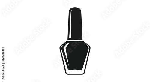 Black nail polish bottle minimalist icon in simple line art for beauty branding