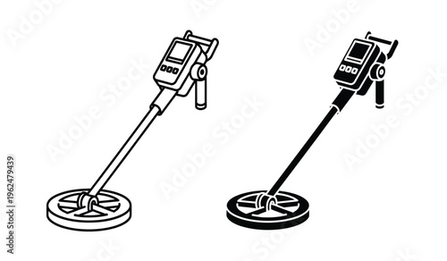 Two metal detector silhouettes with distinct designs and features silhouette