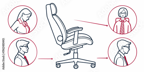 Illustration of a person sitting on an office chair with ergonomic features