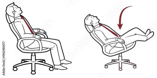 Illustration of a person demonstrating the correct way to sit and stand up from a chair