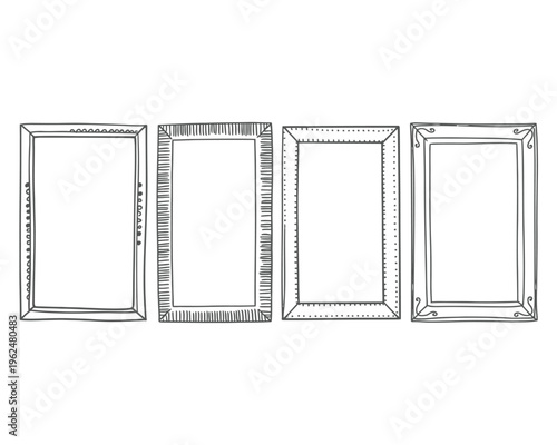 Black and white line of four different window types
