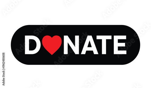 Donate logo with heart silhouette symbol on black background