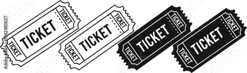 Collection of four tickets in black and white
