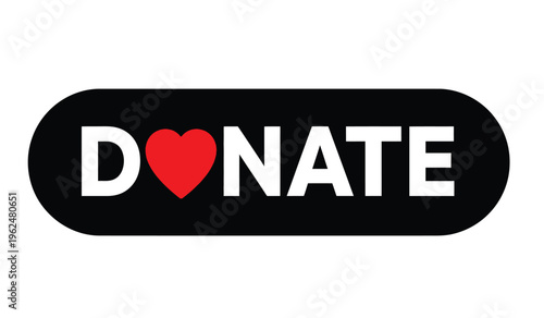 Donate button with heart silhouette symbolizing charity and generosity