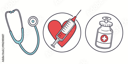 Medical icons representing healthcare and medical treatment concepts