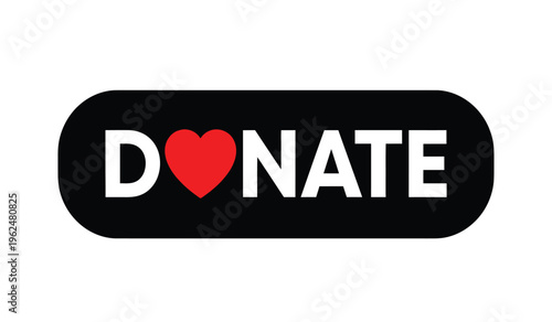 Donate logo with heart silhouette on black background