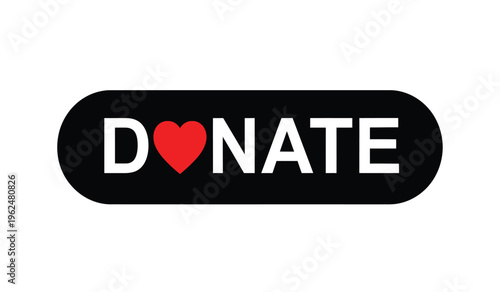 Donate logo with heart silhouette in white text on black background