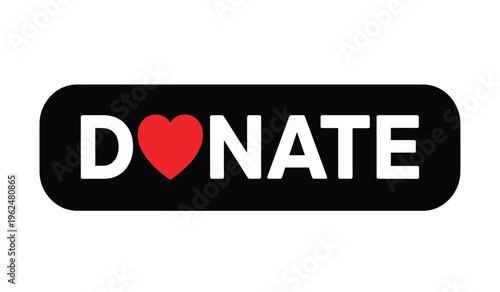 Donate logo with heart silhouette symbol on black background