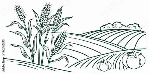 A serene landscape with rolling hills and a solitary tree in the foreground.