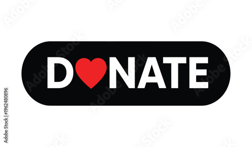 Donate logo with heart silhouette on black background