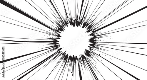 Comic book explosion effect illustration dynamic black and white art