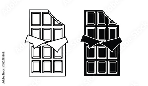 Silhouette of two windows with broken glass and torn paper silhouette