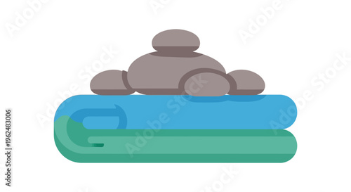 Stacked towels and stones in spa setting with calming ambiance for wellness