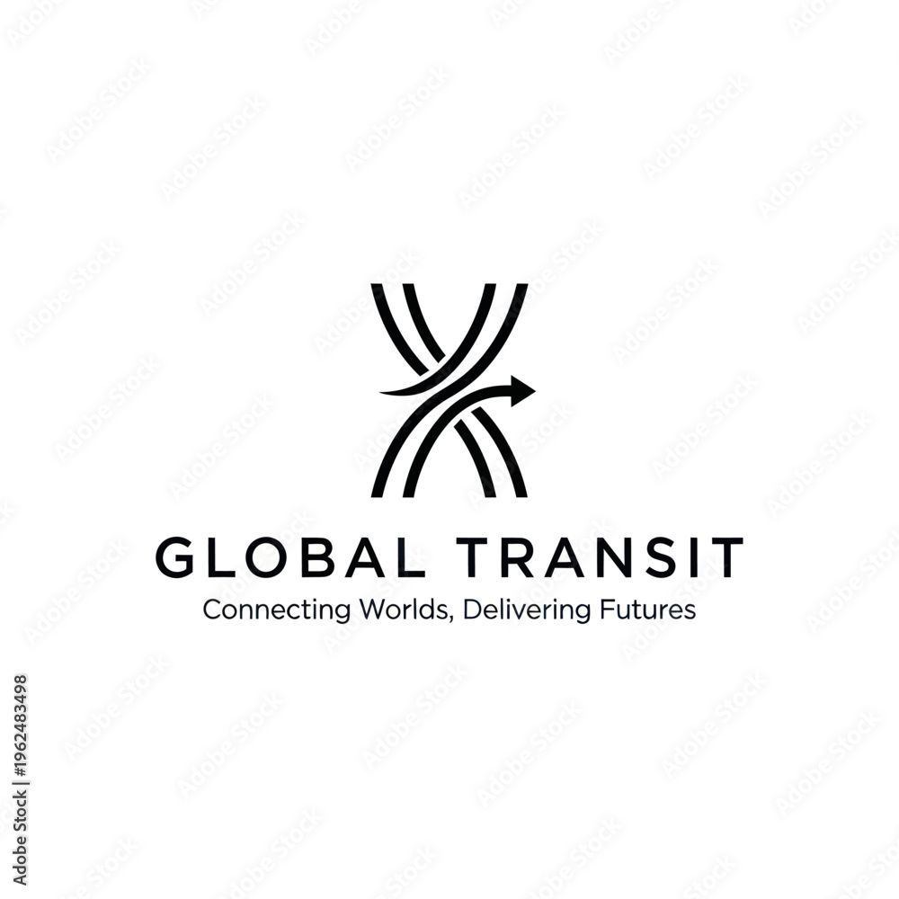 Fototapeta premium Global Transit Logo - Connecting Worlds, Delivering Futures with Abstract Arrow Design.