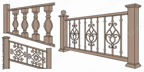 Ornate metal railings with intricate designs and patterns for home decoration
