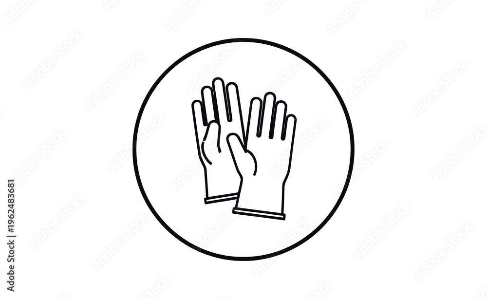 Obraz premium A pair of gloves in a circular icon on a white background