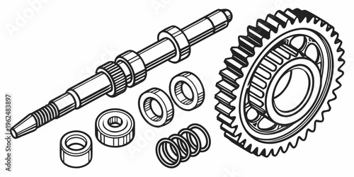 Assorted mechanical gears and components for industrial machinery