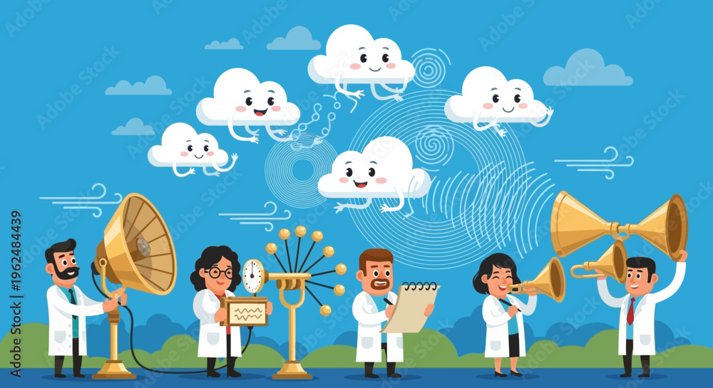 Fototapeta premium Scientists Studying Weather Phenomena and Cloud Formation.