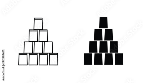 Geometric block pyramids with silhouette stacked shapes and structures