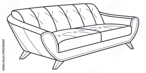 A vintage style sofa with curved wooden legs and cushioned seating