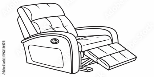 A recliner chair with a footrest extended and armrests on both sides