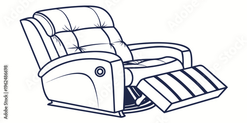 A comfortable recliner chair with a footrest extended out in a living room setting.