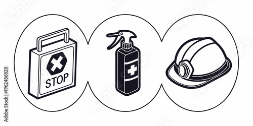 Image depicting safety measures and equipment for cleaning and protection