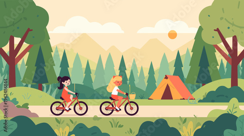 A calming abstract background featuring a stylized natural landscape with soothing colors and shapes.