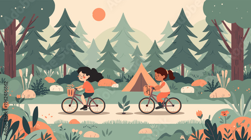 A vibrant and modern illustration of leaves and shapes in muted green and orange hues, conveying growth and creativity.