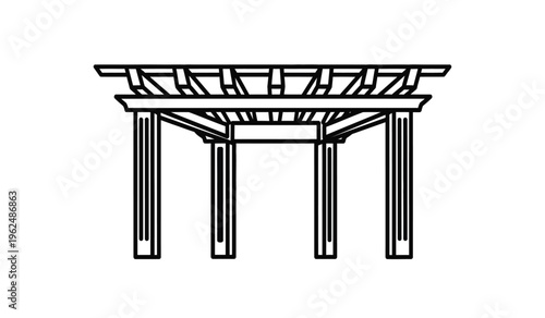 Silhouette of a traditional japanese torii gate with pillars and roof