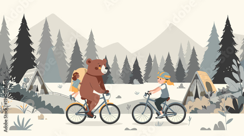 A stylized illustration of plants and abstract shapes in muted colors, evoking a sense of calmness and serenity, perfect for design and creative proje