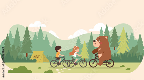 A calming illustration of green geometric shapes on a beige background, evoking feelings of serenity and minimalism.