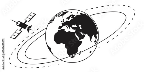 Satellite orbiting the earth with a detailed view of the continents
