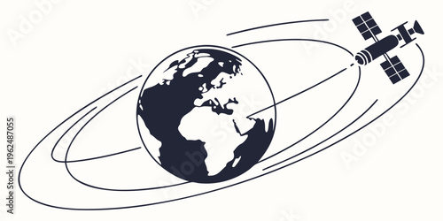 Satellite orbiting the earth in a series of elliptical paths.