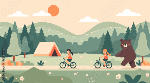 A serene and calming background with a natural landscape and flowers, perfect for use in design projects that require a peaceful atmosphere.