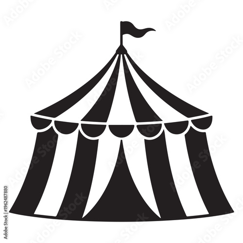 A striking black and white striped circus tent design a bold graphic silhouette